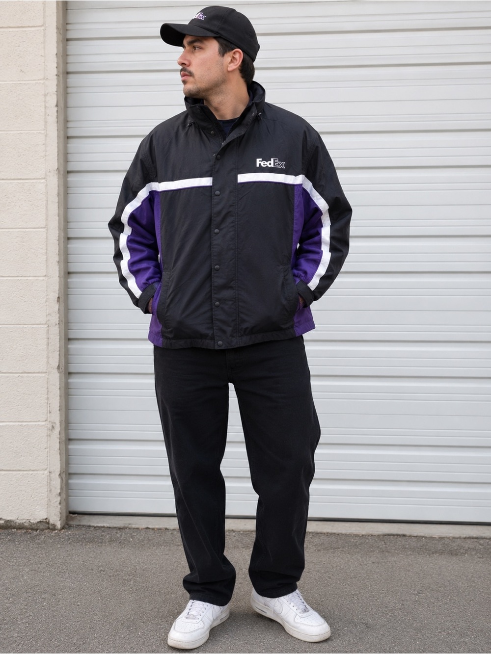Vintage FedEx Black and Purple Jacket Size XL